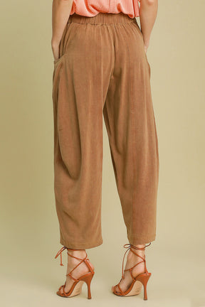 Umgee Elastic Waist Baggy Fit Pants with Pockets