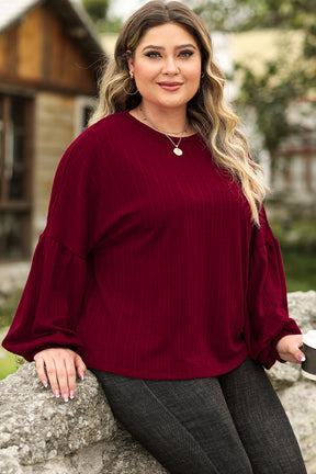 Ruby Plus Size Balloon Sleeve Textured Knit Top