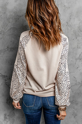 Blush Pink Bishop Sleeve Animal Print Long Sleeve Shirt-True and Wild