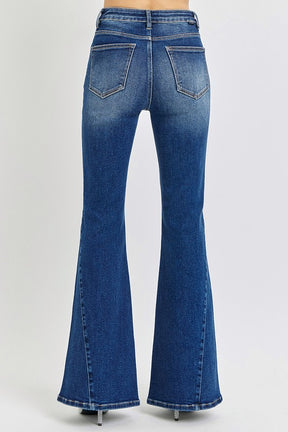 RISEN Distressed Button-Fly Flare Jeans-True and Wild