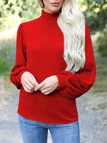 Full Size Mock Neck Long Sleeve T-Shirt-True and Wild