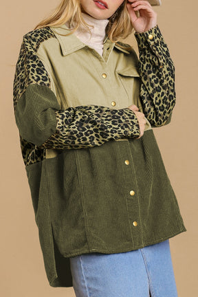 High-Low Leopard Snap Down Shacket-True and Wild