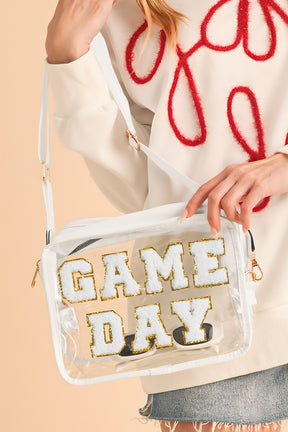 Black Chenille GAME DAY Pattern Clear Bag-True and Wild