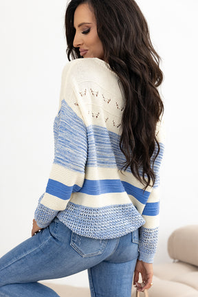 Contrast Round Neck Long Sleeve Sweater-True and Wild