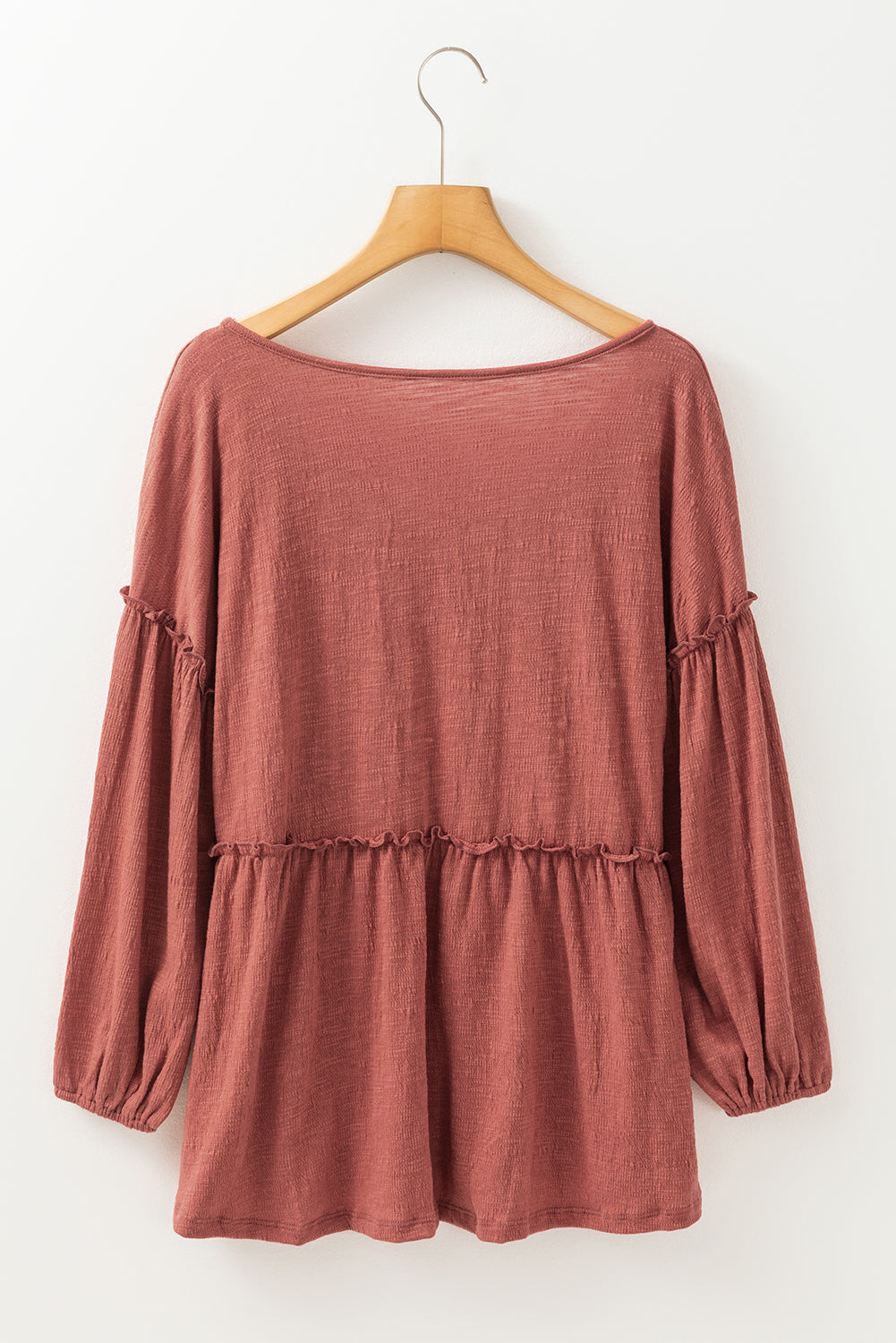 Frill V-Neck Long Sleeve Blouse-True and Wild