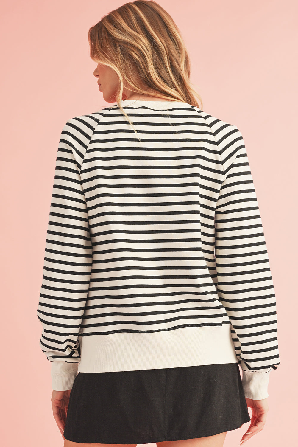 Black Stripe CIAO AMORE Graphic Buttoned Sweatshirt-True and Wild