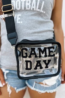 Black Chenille GAME DAY Pattern Clear Bag-True and Wild