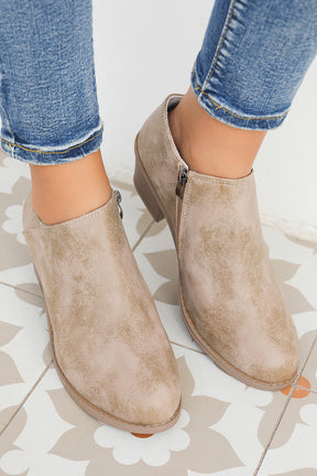 Coffee Suede Casual Ankle Boots-True and Wild