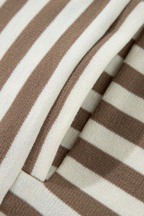 Brown Stripe Drop Sleeve Plus Size Henley Hoodie