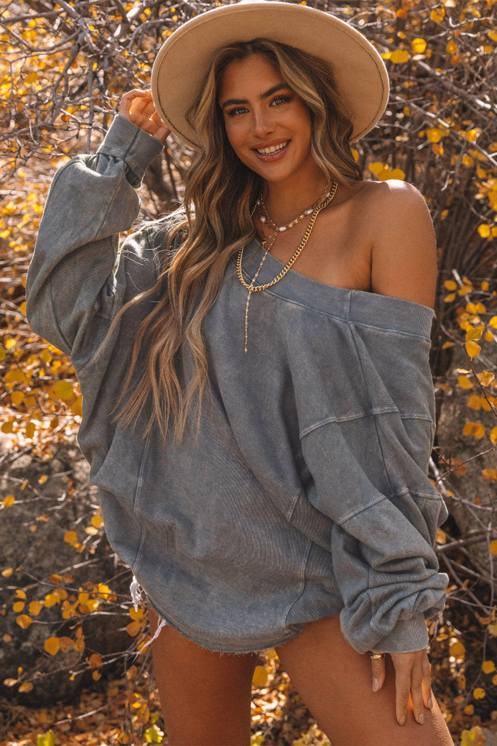 Gray Twist Butterfly Oversized Sweatshirt-True and Wild