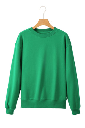 Aruba Blue Solid Color Drop Shoulder Terry Sweatshirt-True and Wild