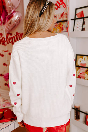 Heart Round Neck Long Sleeve Sweater-True and Wild