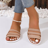 PU Leather Three-Strap Sandals-True and Wild