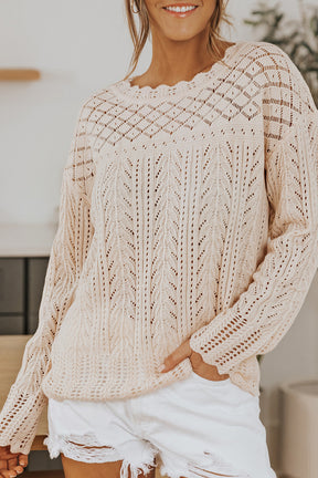 Pink Solid Casual Drop Shoulder Knit Sweater-True and Wild