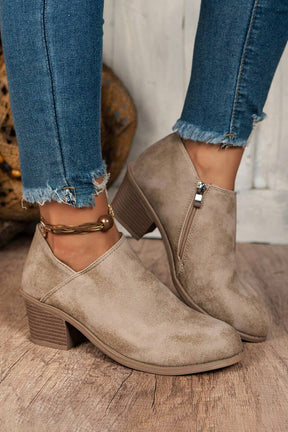 Coffee Suede Casual Ankle Boots-True and Wild