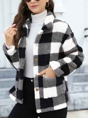 Button Up Drop Shoulder Fuzzy Jacket-True and Wild