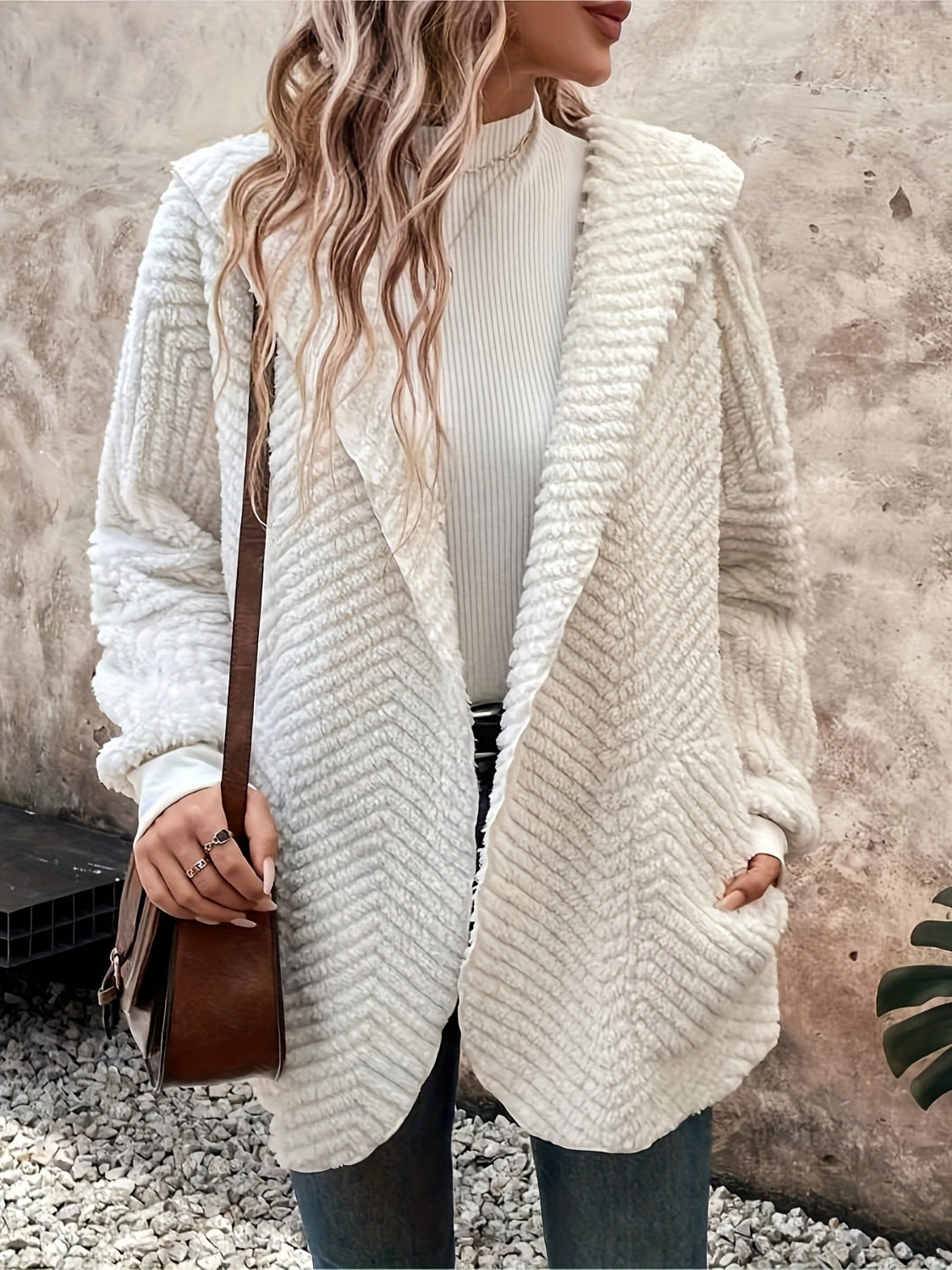 Open Front Long Sleeve Hooded Fuzzy Cardigan-True and Wild