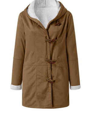 Full Size Pocketed Long Sleeve Hooded Toggle Jacket