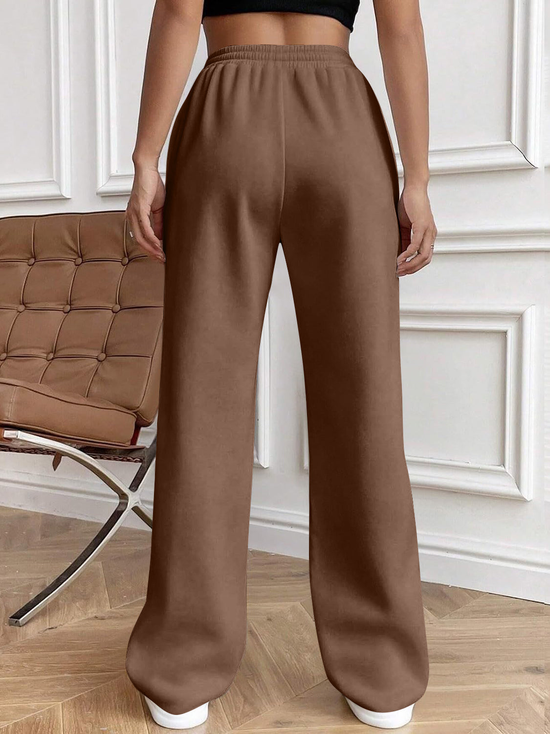 Drawstring Elastic Waist Pants with Pockets-True and Wild