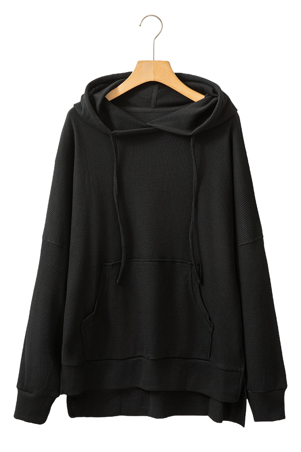 Coffee Waffle Knit High Low Oversized Hoodie-True and Wild