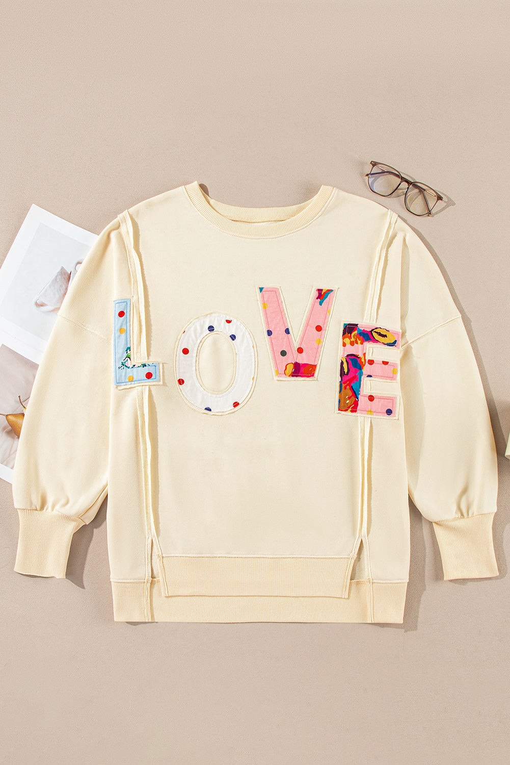 LOVE Patch Round Neck Sweater-True and Wild