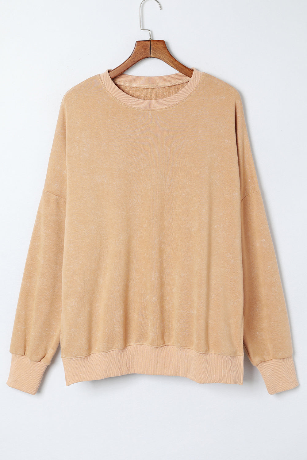 Pink Plain Drop Shoulder Ribbed Trim Oversized Sweatshirt-True and Wild