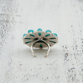 Artificial Turquoise Alloy Flower Ring-True and Wild