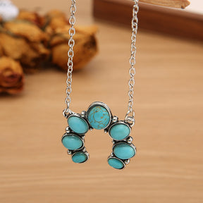 Artificial Turquoise Alloy Pendant Necklace-True and Wild