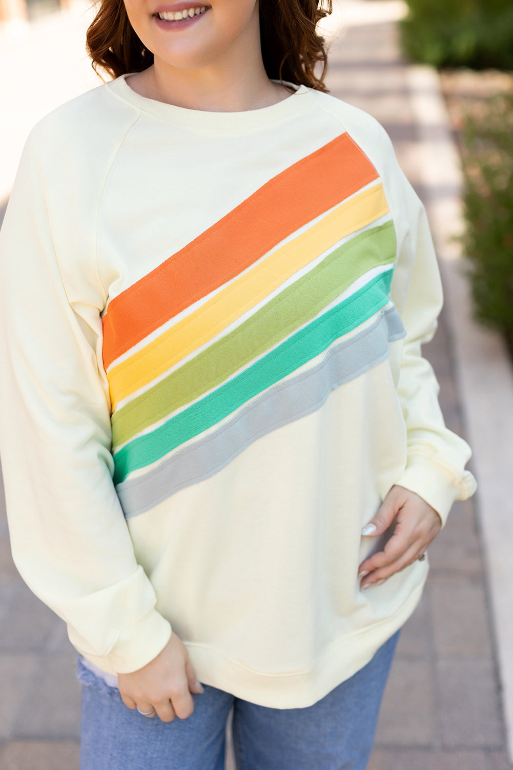 White Rainbow Colorblock Plus Size Sweatshirt