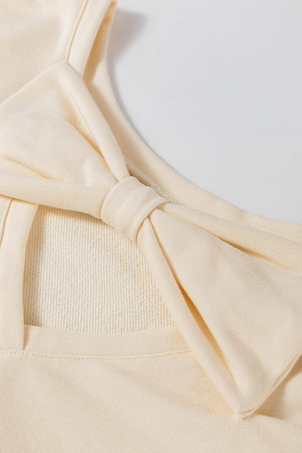 Apricot Bowknot Plain Round Neck Sweatshirt-True and Wild