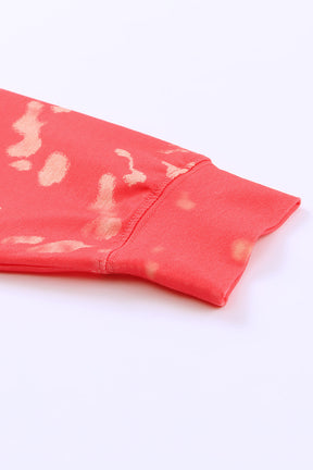 Pink Cheetah Print Drop Sleeve Bleached Sweatshirt-True and Wild