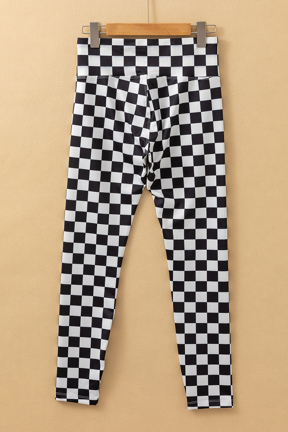 Black Checkered Pattern High Waist Skinny Leggings-True and Wild