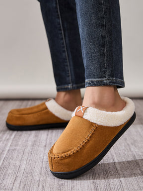 Contrast Round Toe Flat Slippers