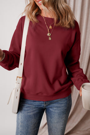 Aruba Blue Solid Color Drop Shoulder Terry Sweatshirt-True and Wild