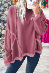 Drop Shoulder Exposed Seam Oversized Sweatshirt-True and Wild