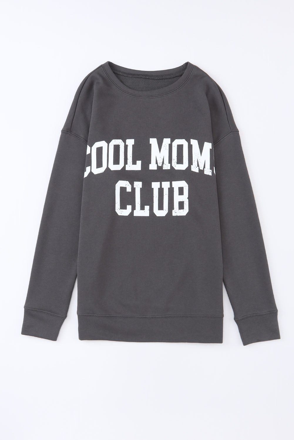 Gray COOL MOMS CLUB Print Drop Shoulder Light Wash Sweatshirt-True and Wild