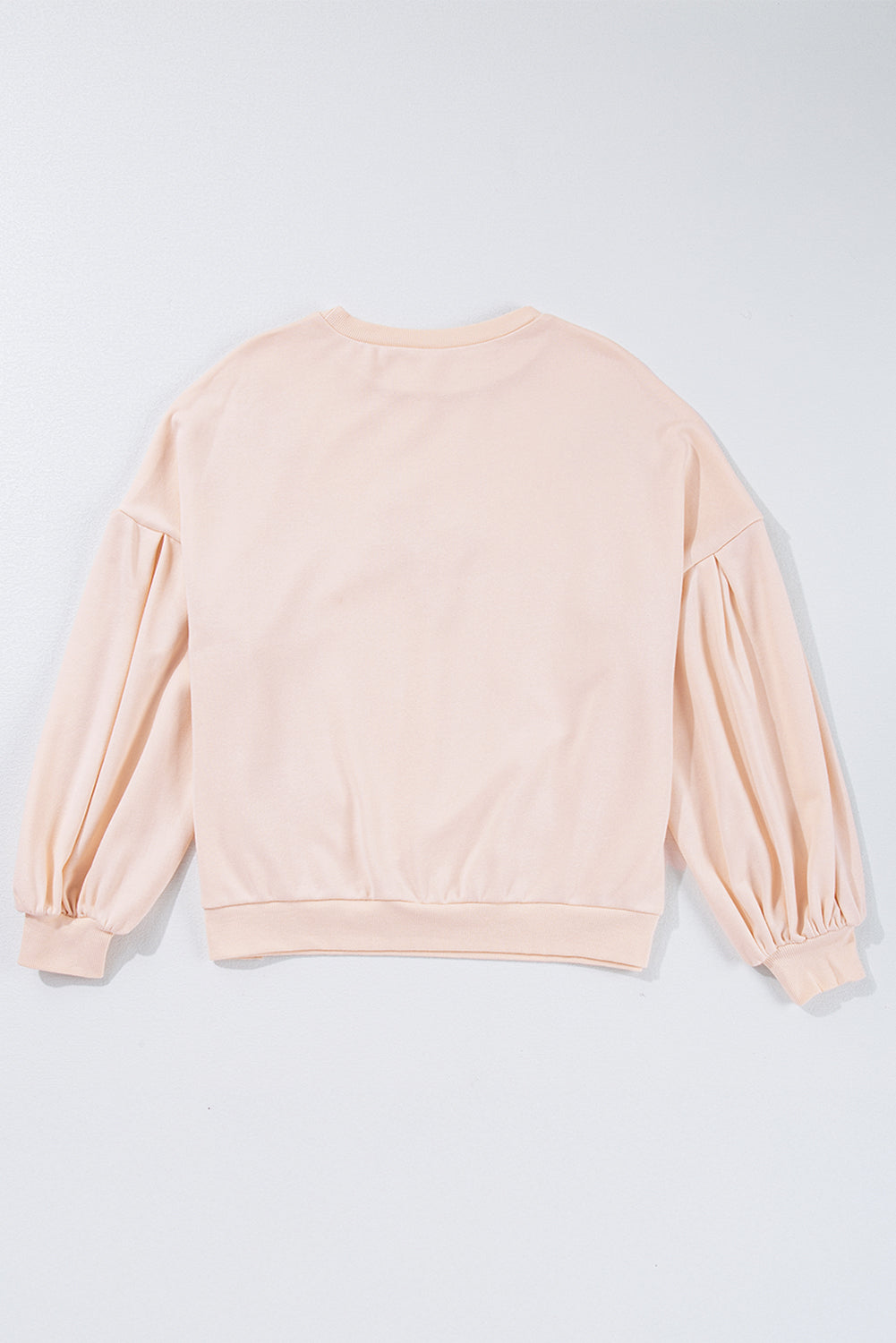 Light Pink Sweet Bow Lantern Sleeve Oversized Pullover Sweatshirt-True and Wild