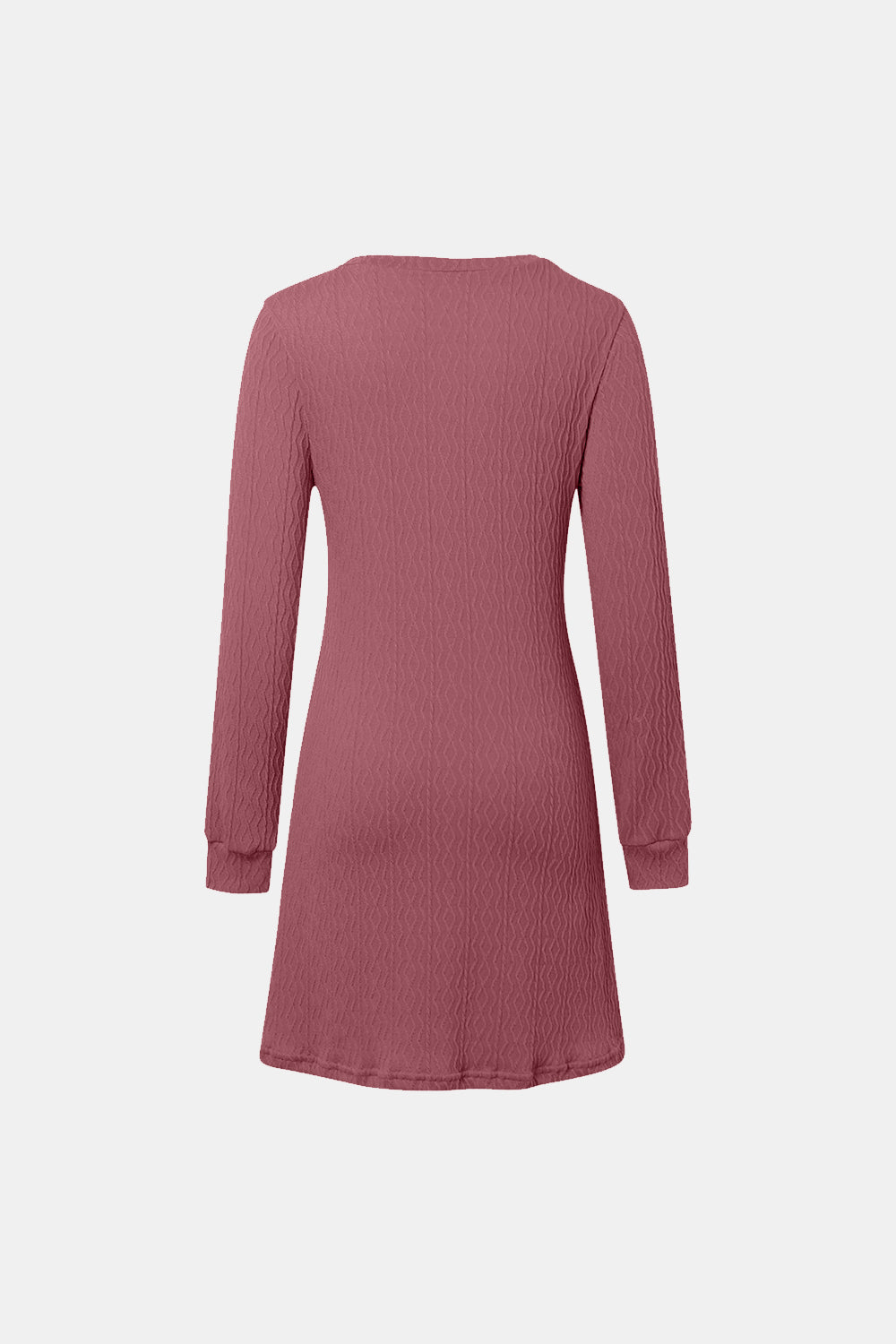 Texture V-Neck Long Sleeve Dress