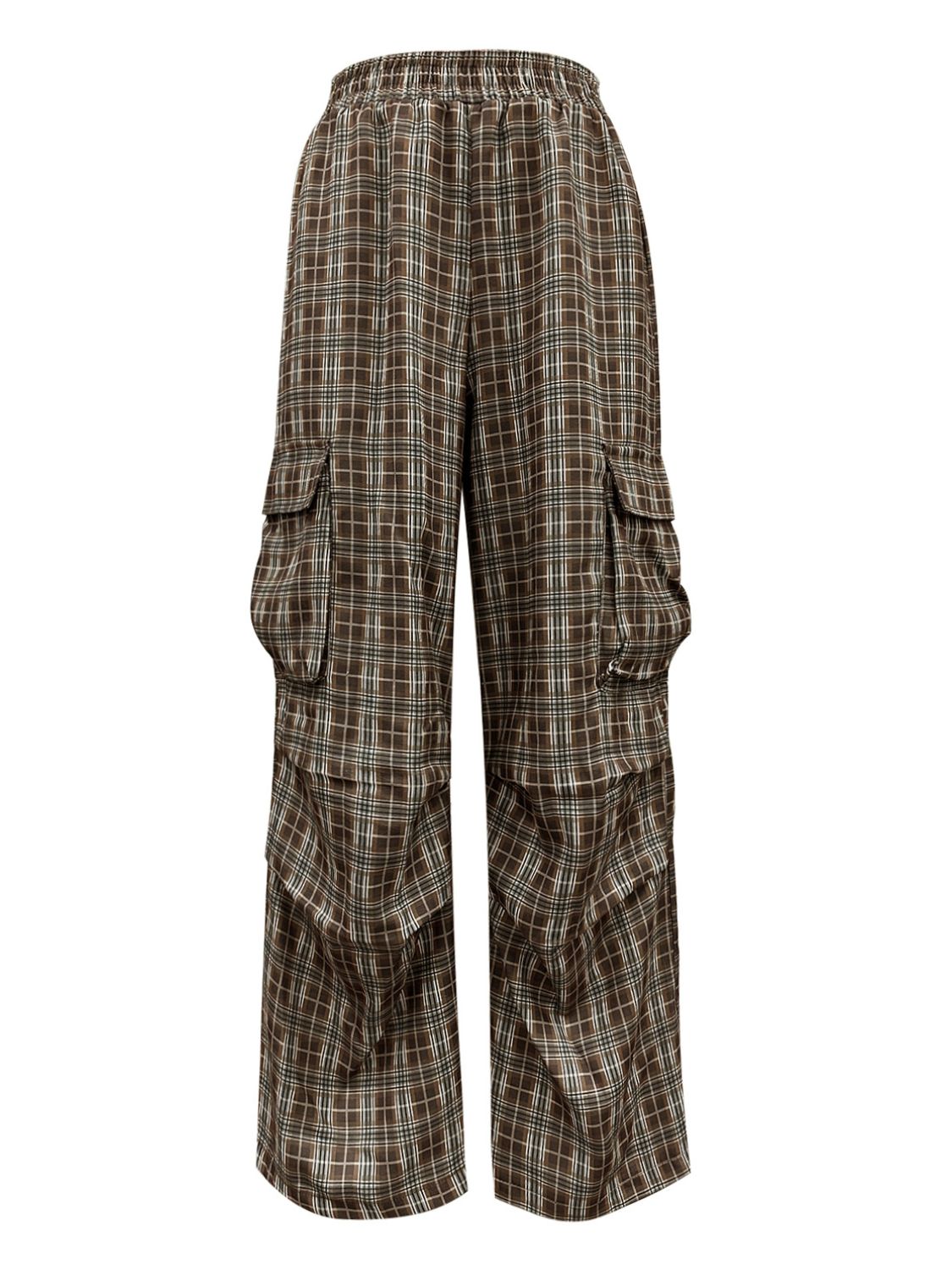 Plaid Wide Leg Pants With Pockets