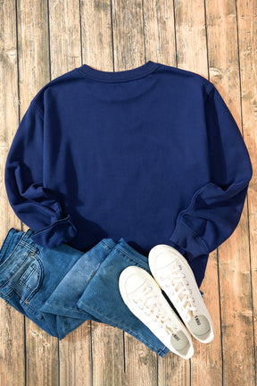 Aruba Blue Solid Color Drop Shoulder Terry Sweatshirt-True and Wild