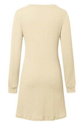 Texture V-Neck Long Sleeve Dress