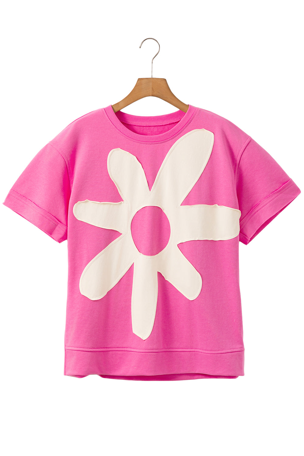 Sachet Pink 60s Flower Applique Slits T-Shirt