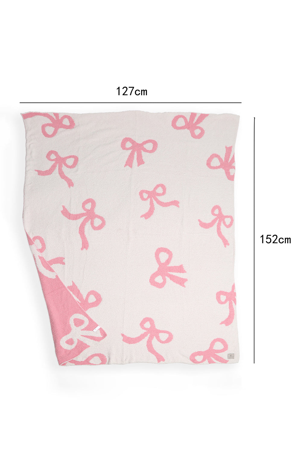 Pink 127*152cm Bow Printed Cozy Soft Throw Blanket-True and Wild