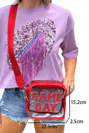 Black Chenille GAME DAY Pattern Clear Bag-True and Wild