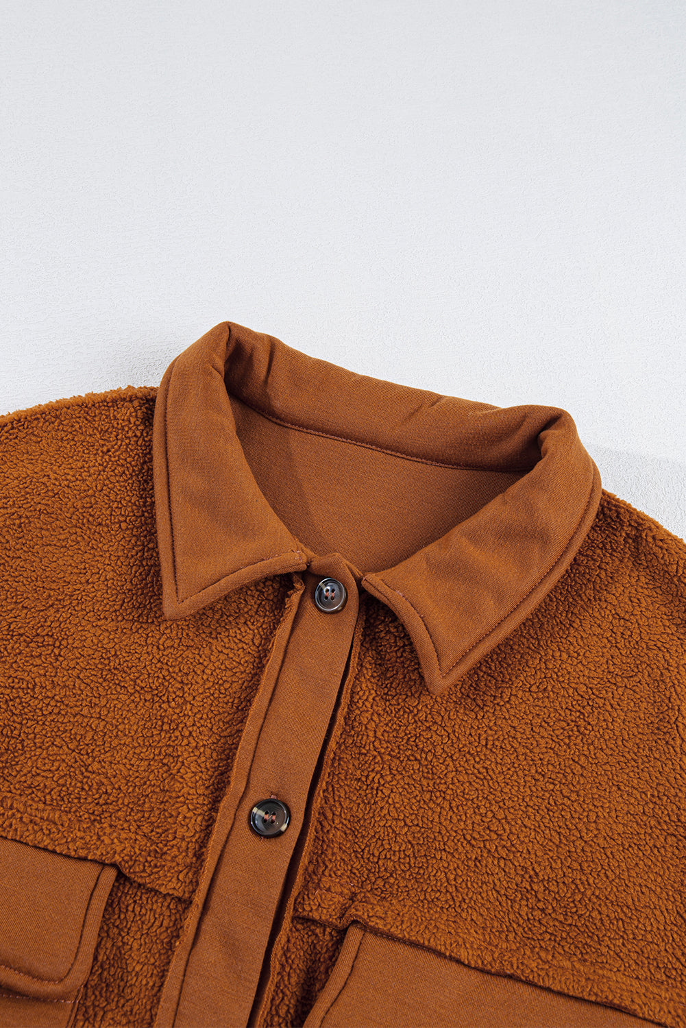 Pocketed Collared Neck Dropped Shoulder Jacket-True and Wild