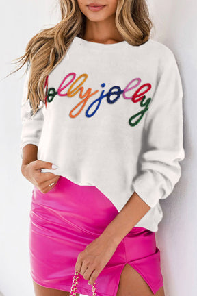 Black Holly Jolly Round Neck Casual Sweater-True and Wild