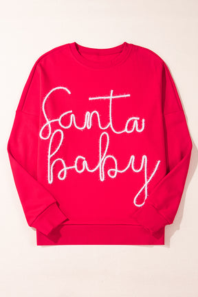 Fiery Red Christmas Tinsel Santa Baby Graphic Sweatshirt-True and Wild