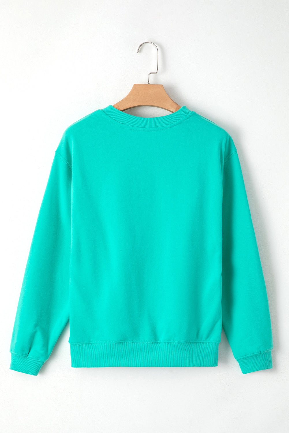 Aruba Blue Solid Color Drop Shoulder Terry Sweatshirt-True and Wild