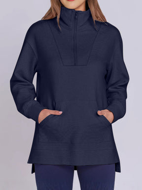 ฺHigh-Low Quarter Zip Long Sleeve Sweatshirt