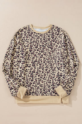 Parchment Leopard Print Crew Neck Sweatshirt-True and Wild